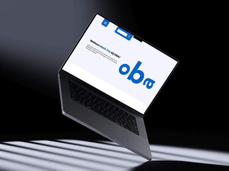 OBA site in macbook mockup
